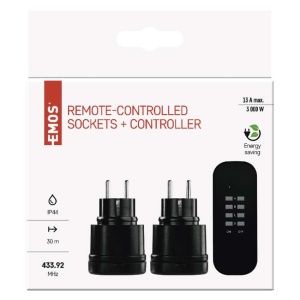 Set 2 prize cu telecomanda, IP44, exterior, max 3000W, EMOS [4]- savelectro.ro