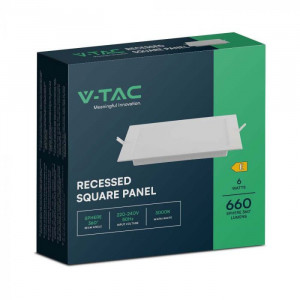 Spot LED 10481-VT, patrat, incastrat, 6W, 660lm, lumina neutra, IP20, alb, V-TAC [6]- savelectro.ro