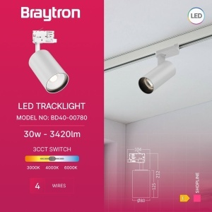 Spot LED pe sina 30W, lumina calda/neutra/rece, 3420lm, alb-negru, Braytron [3]- savelectro.ro