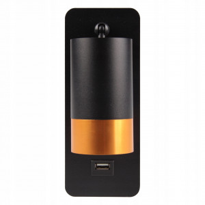 Spot orientabil Klemens, 1 bec, dulie GU10, USB 5V 2A, cu intrerupator, negru si auriu, Masterled [5]- savelectro.ro
