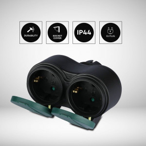 Stecher pentru exterior V-TAC, 2 prize, 16A, IP44 [3]- savelectro.ro