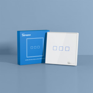 Telecomanda Wireless Sonoff T2EU3C-RF, 3 canale, RF, sticla securizata, alba [10]- savelectro.ro