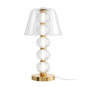 Corpuri de Iluminat Interior, Veioza LED Amulet MOD555TL-L8G3K, cu intrerupator, 10W, 500lm, lumina calda, IP20, aurie+transparenta, Maytoni - savelectro.ro