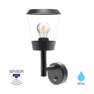 Aplice LED, Aplica exterior cu senzor de miscare, E27 , IP54, IK08, aluminiu, gri, Braytron - savelectro.ro