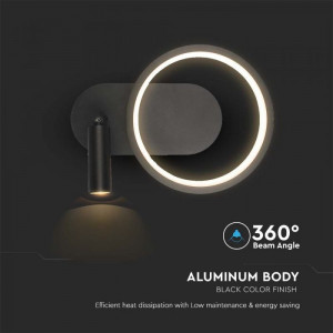 Aplica LED Designer 14982-VT, 12W, 1500lm, lumina neutra, IP20, neagra, V-Tac [6]- savelectro.ro