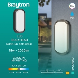 Aplica LED exterior 18W, lumina calda/neutra/rece, IP65, 2020 lm, neagra, Braytron [3]- savelectro.ro