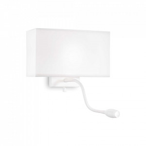 Aplica LED Hotel 215693, 60W, 55lm, lumina calda (3000K), alba+crom, IP20, Ideal Lux