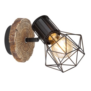 Aplica Priska, 1xE27, IP20, neagra+imitatie lemn, Globo Lighting