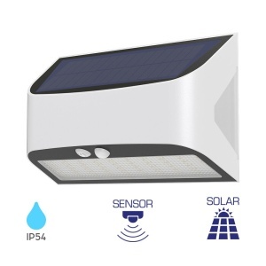 Lampi solare, Aplica solara LED cu senzor de miscare, 6W, 600lm, lumina rece (6500 K), IP54, 10h, Braytron - savelectro.ro