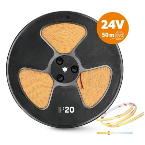Banda LED, Banda LED COB, 10W/m, 920 lm/m, 320 leduri/m, rola 50m, lumina calda (3000 K), 24V, IP20, Kobi - savelectro.ro