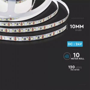 Banda led SMD 3528 V-TAC, lumina calda(3000K), 8W/m, 800lm/m, 120 leduri/m, 24V, IP65 [6]- savelectro.ro