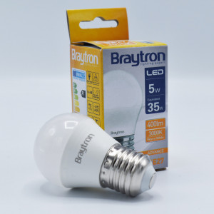 Bec led 5W (35W), E27, G45, 400 lm, lumina calda (3000K), opal, Braytron
