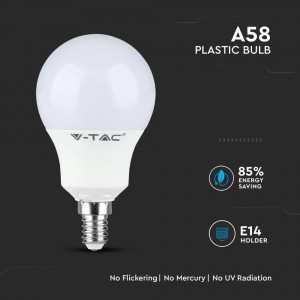 Bec LED 9W(60W) V-TAC, E14, cip Samsung, 806 lm, lumina calda (3000 K), clasa energetica F [5]- savelectro.ro