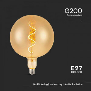 Bec LED decorativ filament spiralat V-TAC, 4W, lumina calda (2700K), 250 lm, clasa energetica G [4]- savelectro.ro