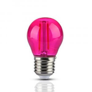 Bec led filament 2W(10W), dulie E27, forma G45, sticla roz, V-TAC [1]- savelectro.ro