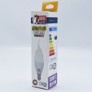 Bec led flacara 10W (90W), E14, 1000 lm, A+, lumina calda (3000K), opal, Horoz Electric