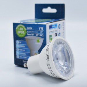 Bec led GU10 dimabil 7W (50W), 500 lm, 38 grade, lumina neutra (4500K), semiclar, Optonica