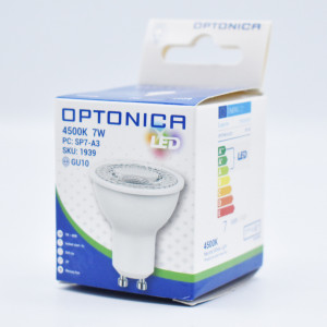 Bec led GU10 7W (40W), 560 lm, 38 grade, lumina neutra (4500K), semiclar, Optonica
