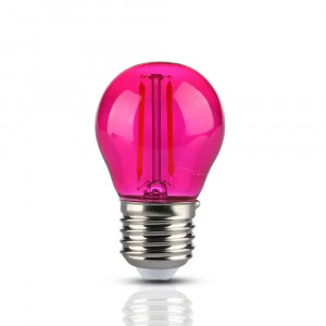 Bec LED roz 2W V-TAC, G45, filament, E27, 60 lm, sticla colorata, lumina decorativa [1]- savelectro.ro