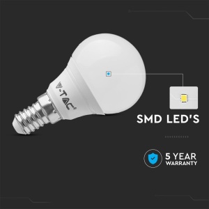 Bec led sferic 5.5W(50W), dulie E14, forma G45, lumina calda(2700 K), V-TAC [3]- savelectro.ro