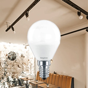 Bec LED sferic Braytron, P45, E14, 5W(40W), 450 lm, lumina neutra (4000K), clasa energetica F [2]- savelectro.ro