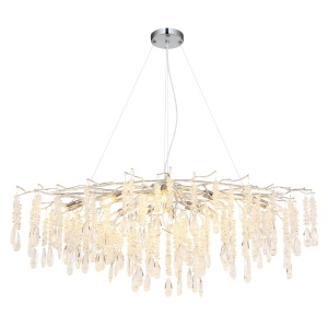 Candelabru Kinga 12xE14, cristale, 120 cm, IP20, argintiu, Globo Lighting [3]- savelectro.ro