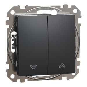 Prize si intrerupatoare Schneider, Intrerupator jaluzele cu revenire, 10A, IP20, Antracit, Schneider Sedna Design - savelectro.ro