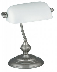 Lampa de birou Bank 4037, cu intrerupator, 1xE27, alba+crom, IP20, Rabalux