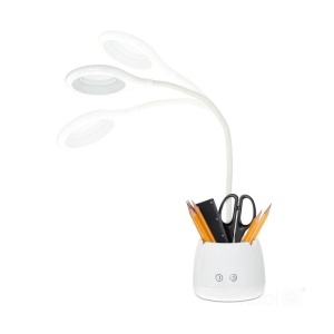 Lampa de birou LED LUSIA 5W, 4000K, portabila, acumulator, suport telefon si pixuri, alba, Kobi [4]- savelectro.ro