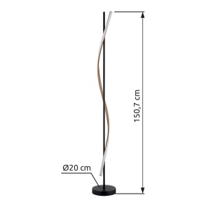 Lampadar LED Watkins 30W, 1225 lm, lumina calda (3000K), 150 cm, negru mat+imitatie lemn, Globo Lighting [3]- savelectro.ro