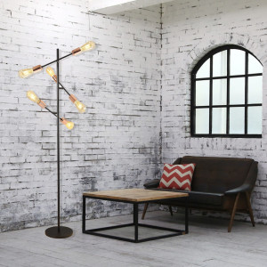 Lampadar Straight KL107009, cu intrerupator, 6xE27, negru+cupru, IP20, Klausen [5]- savelectro.ro