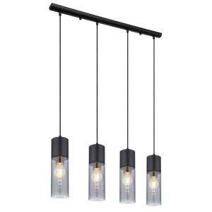 Lustre, Lustra Annika 4xE27, IP20, negru mat, sticla fumurie, Globo Lighting - savelectro.ro