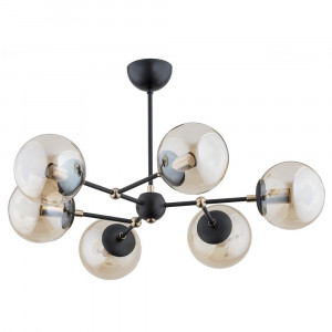Lustre, Lustra Arms KL106011, 6xE14, ambra+neagra, IP20, Klausen - savelectro.ro
