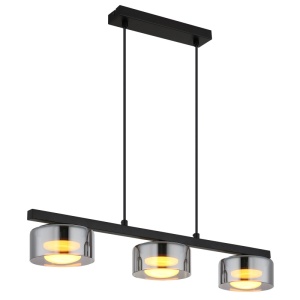 Lustre, Lustra Higgins, 3xGX53, IP20, negru mat, sticla fumurie, Globo Lighting - savelectro.ro
