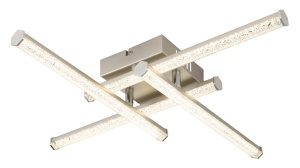 Lustre, Lustra LED Kirina, 4 brate incrucisate, 24W, 1840 lm, lumina neutra (4000 K), IP20, nichel mat/cristale, Globo Lighting - savelectro.ro