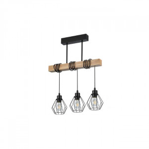 Lustre, Lustra Otto, 3xE27, negru+lemn - savelectro.ro