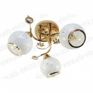Lustra Rosa, 3 becuri, dulie E27, alba, aurie, metal, sticla, Klausen [1]- savelectro.ro