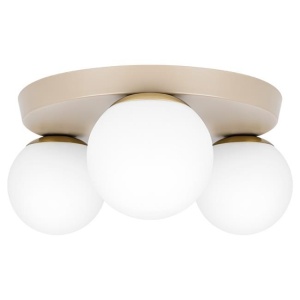 Plafoniera Bali 3xE27, rotunda, sticla, IP20, bej+aurie, Masterled [2]- savelectro.ro