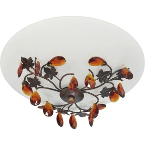 Lichidare stoc, Plafoniera Bering KL5426, 2xE27, alb, design modern cu decor acrilic tip cristale, IP20 - savelectro.ro