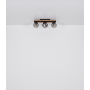 Plafoniera Conni, 3xE27, IP20, negru/lemn maro inchis/fumuriu, Globo Lighting [10]- savelectro.ro