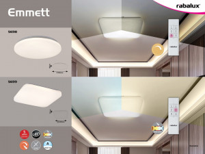 Plafoniera Emmett LED, patrat, metal, alb, cu telecomanda, 1200 lm, temperatura de culoare variabila (3000-6500K), 5699, Rabalux [3]- savelectro.ro