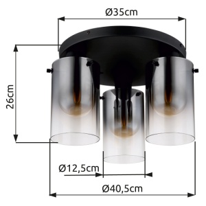 Plafoniera Florentina, 3xE27, IP20, negru mat/fumuriu transparent, Globo Lighting [3]- savelectro.ro