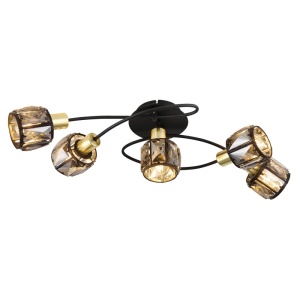 Plafoniera Indiana 5xE14, IP20, neagra mat+aurie mat, Globo Lighting