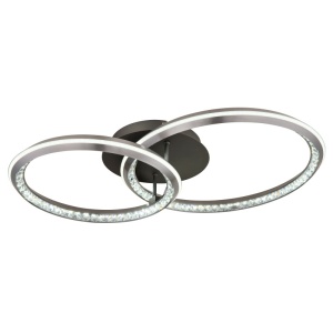 Plafoniera LED Alaina, 50W, 2400 lm, lumina calda/neutra/rece, telecomanda, IP20, gri mat+cristale K9, Globo Lighting