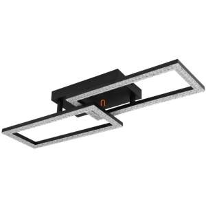 Plafoniera LED dreptunghiulara Sapena, 20W, 1640lm, lumina neutra (4000K), IP20, negru/opal/cristale, Globo Lighting [2]- savelectro.ro