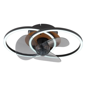 Plafoniere LED, Plafoniera LED Karen, cu ventilator, 24W, 490 lm, lumina calda/neutra/rece, IP20, negru mat, Globo Lighting - savelectro.ro