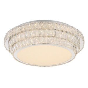 Plafoniera LED Klara, 58W, 3805 lm, lumina calda/neutra/rece, telecomanda, dimabila, IP20, crom+cristale K5, Globo Lighting