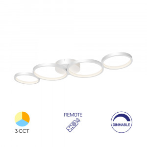Plafoniera LED Nela BR-BH17-04090, cu telecomanda, 60W, 6050lm, lumina calda+neutra+rece, IP20, alba, Braytron [1]- savelectro.ro