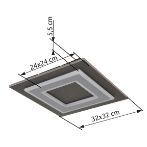 Plafoniera LED patrata Jayden 24W, lumina calda (3000 K), 680 lm, IP20, antracit, Globo Lighting [2]- savelectro.ro