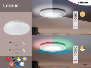 Plafoniera Leonie LED, metal, alb, cu telecomanda, 3400 lm, temperatura de culoare variabila (3000-6500K), 1511, Rabalux [5]- savelectro.ro